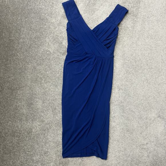 Nicole Miller Dresses & Skirts - Nicole Miller Dress Womens 4 Blue Sleeveless V Neck Pleated Ruched Cocktail USA